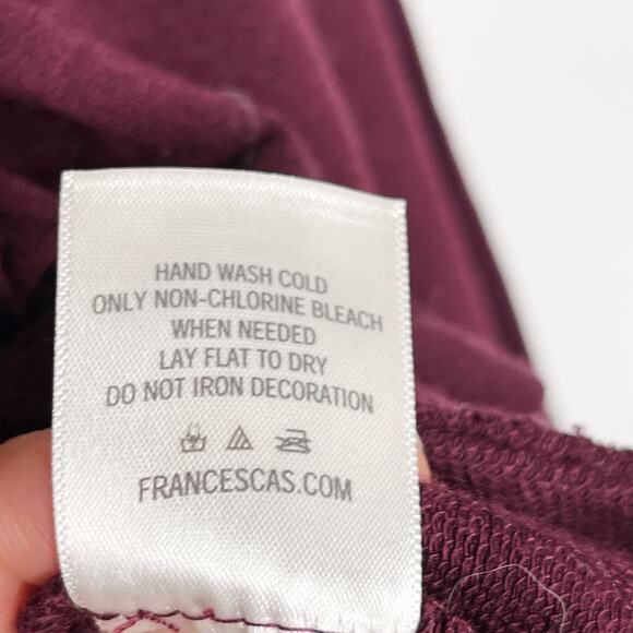 Alya Burgundy Red 2XS XXS Twist Front Lace Inset Long Sleeve Top Modal Stretch - Picture 9 of 9